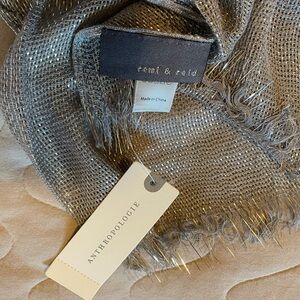 NWT Anthropology Disco Silver metallic square oversized shine scarf/wrap